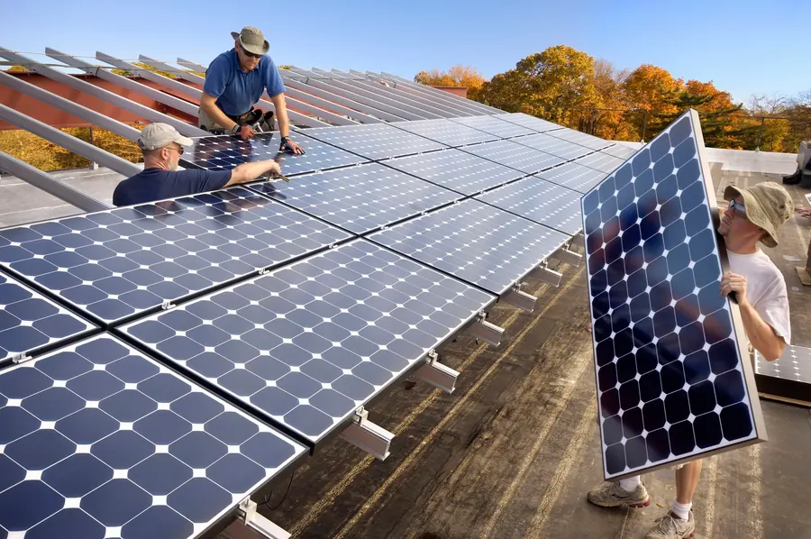 Solar professionals in a solar farm